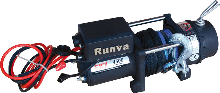 Лебедка ATV Runva 4500lbs (2040кг) 12V синтетический трос 6мм 15м
