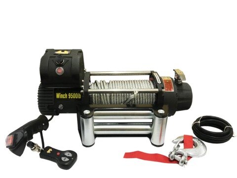 Лебедка 4х4 9500lbs 4300кг 12V (1526) черная стальной трос моносоленоид 400А